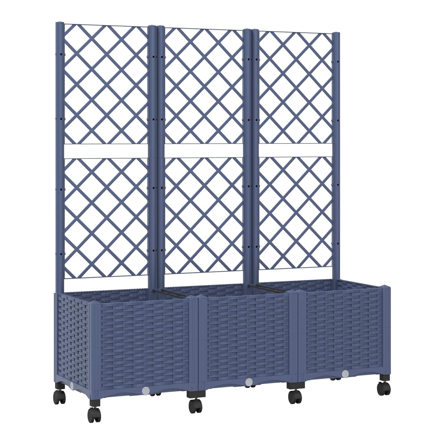 vidaXL Garden Planter with Trellis&Wheels Blue Grey 120 x 40 x 146 cm