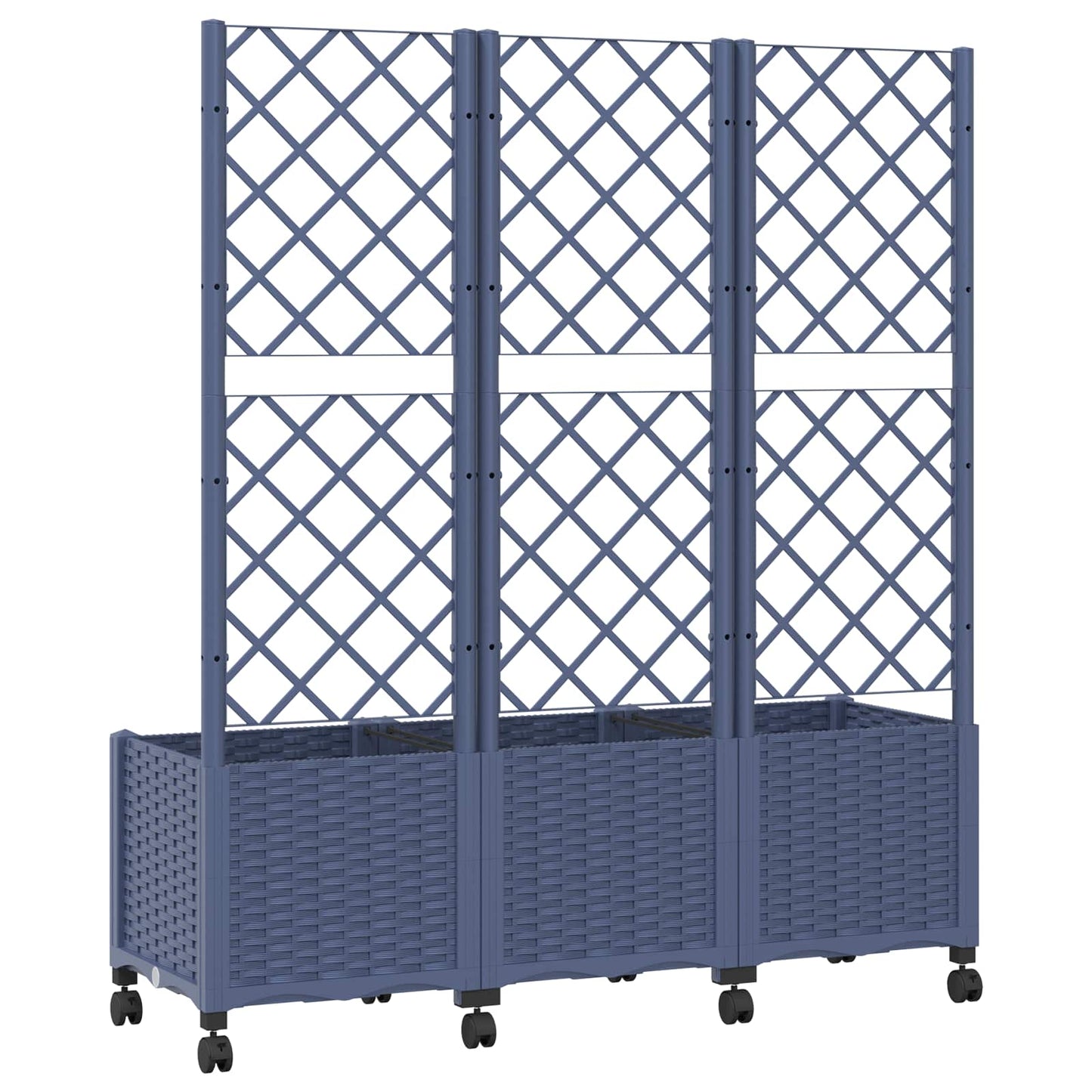 vidaXL Garden Planter with Trellis&Wheels Blue Grey 120 x 40 x 146 cm