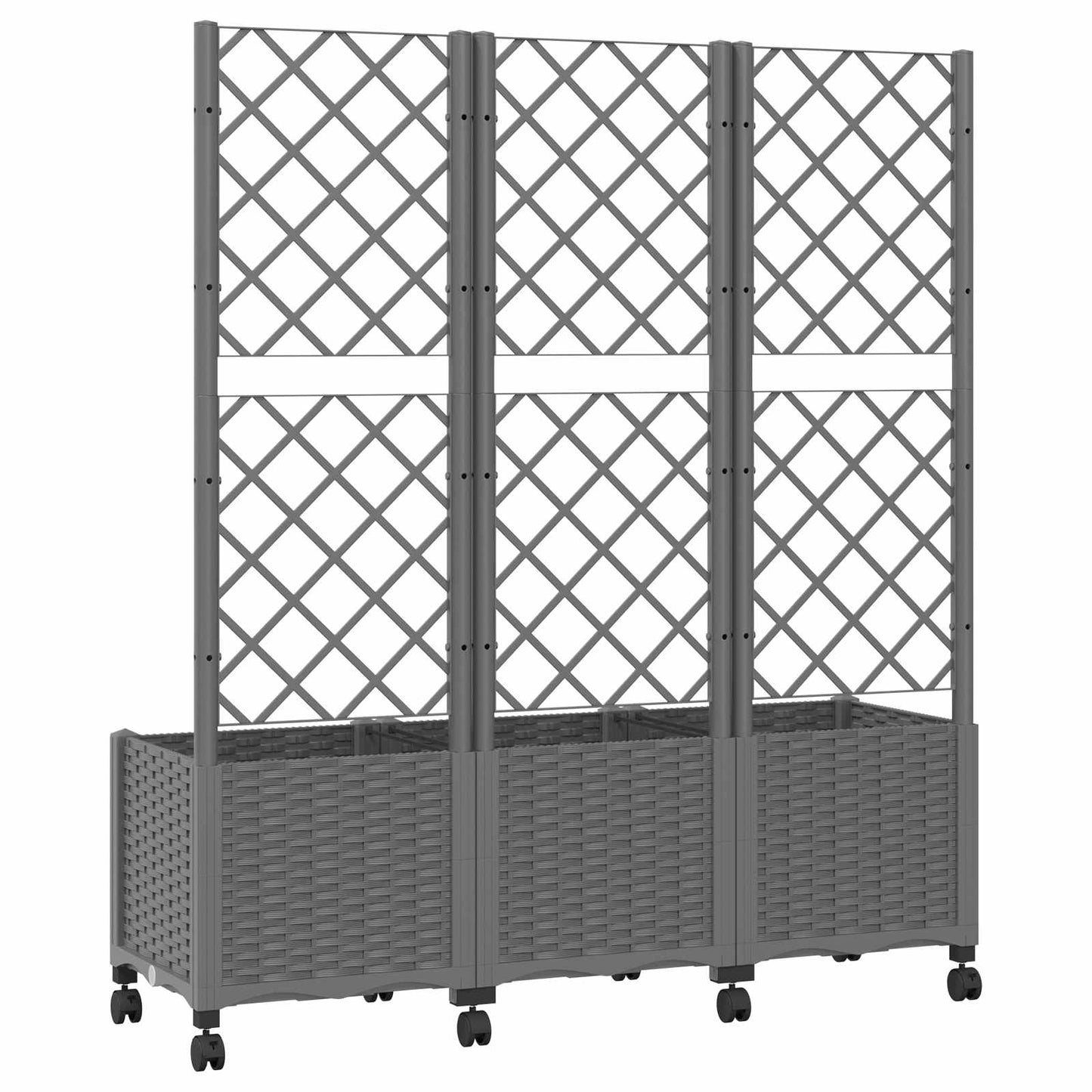 vidaXL Garden Planter with Trellis&Wheels Light Grey 120 x 40 x 146 cm