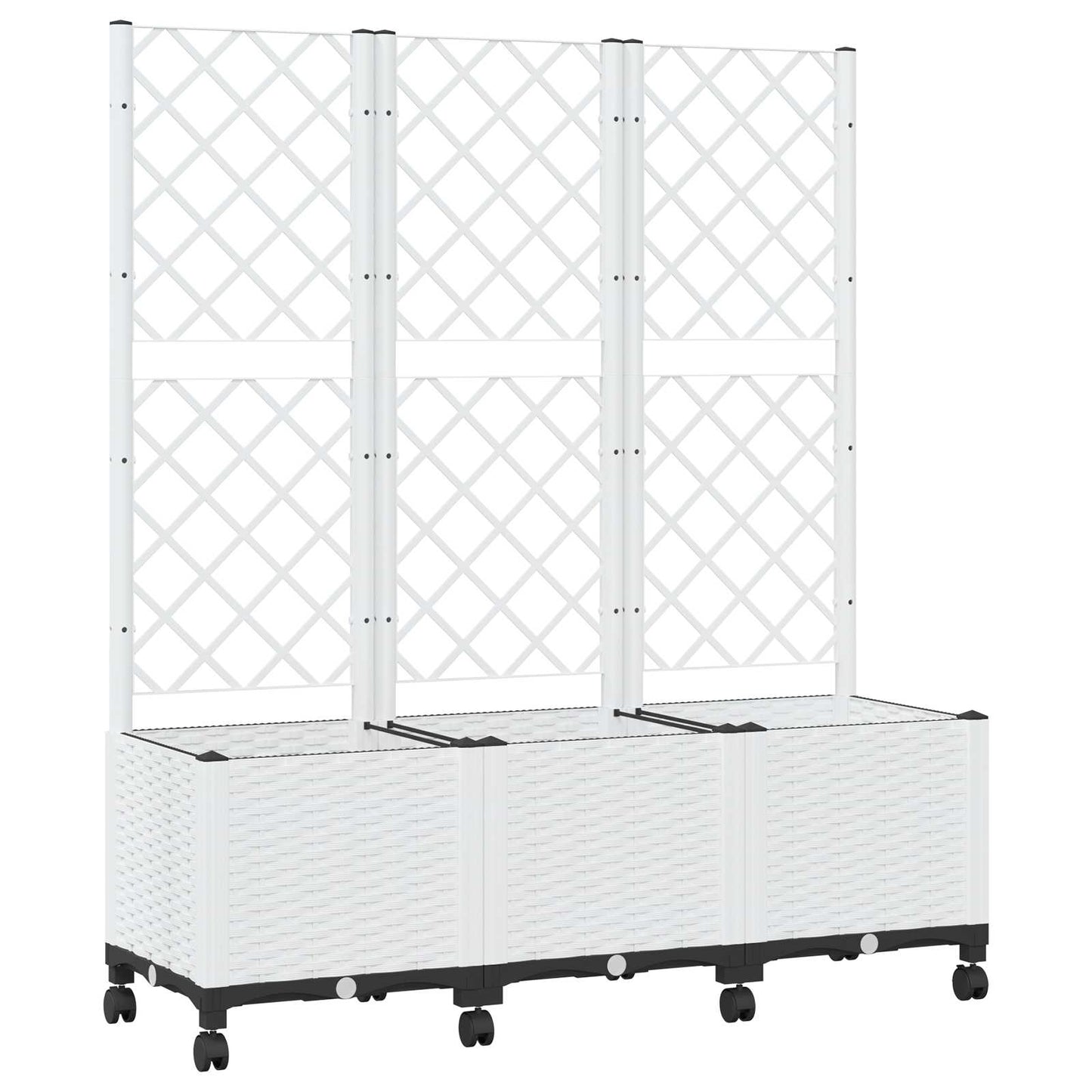 vidaXL Garden Planter with Trellis&Wheels White 120 x 40 x 146 cm PP