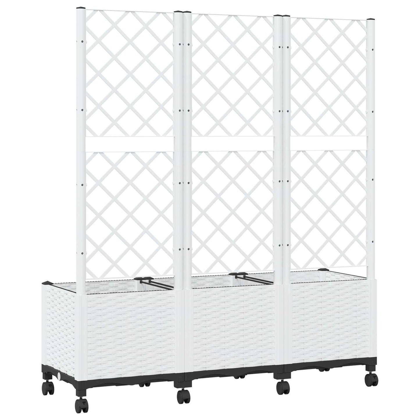 vidaXL Garden Planter with Trellis&Wheels White 120 x 40 x 146 cm PP