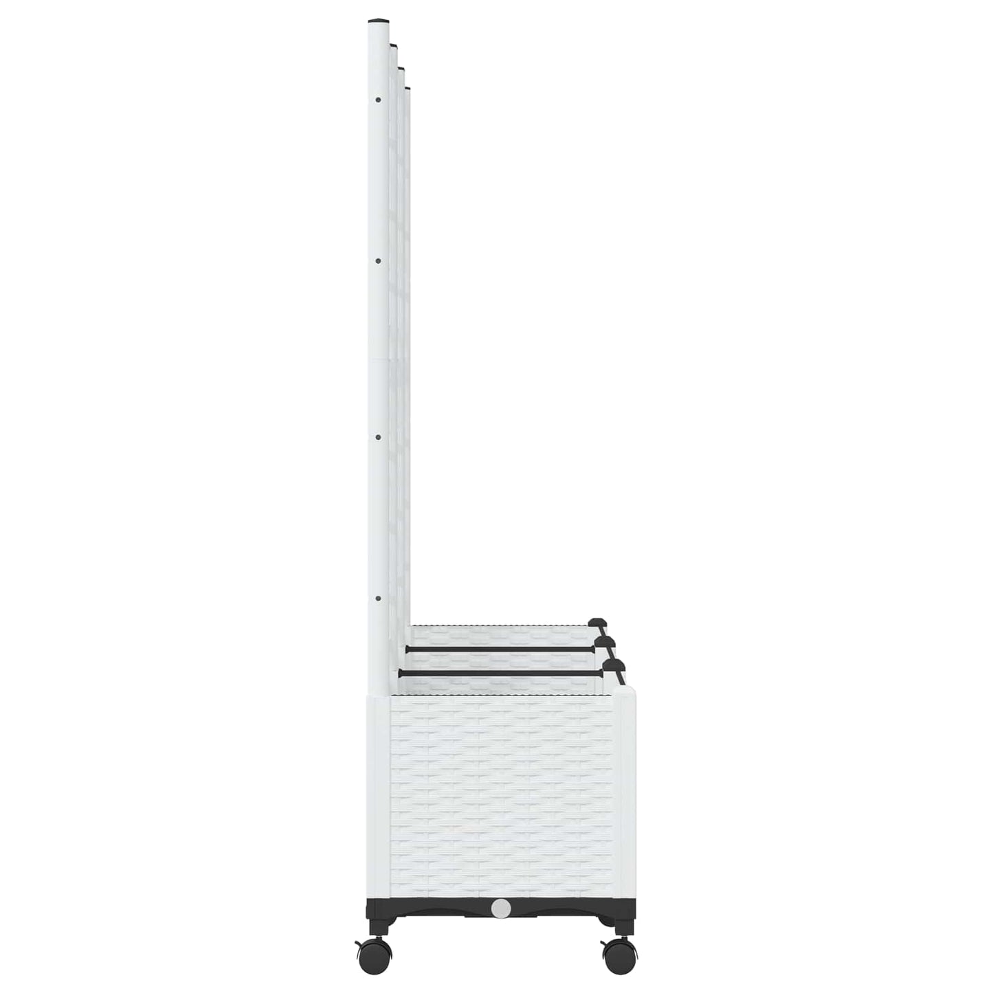 vidaXL Garden Planter with Trellis&Wheels White 120 x 40 x 146 cm PP