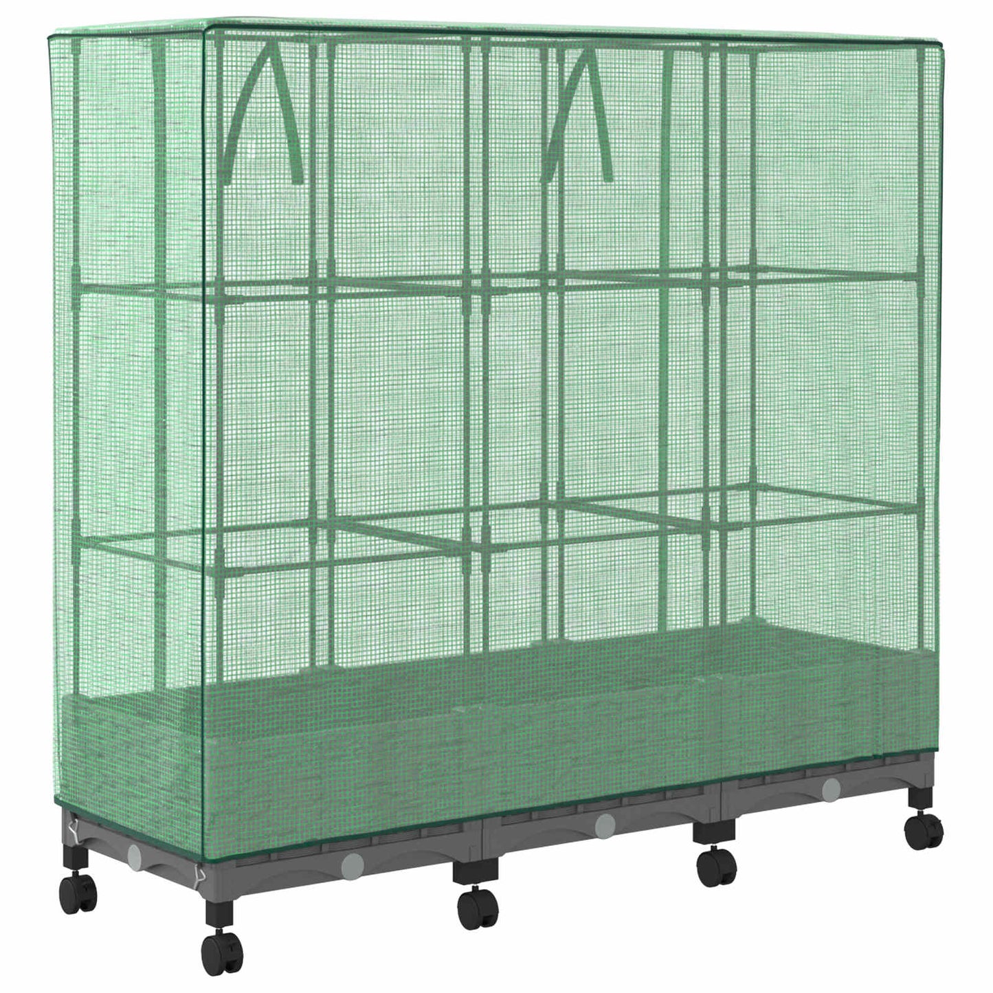 vidaXL Garden Planter with Greenhouse Cover&Wheels 3 pcs Light Grey PP