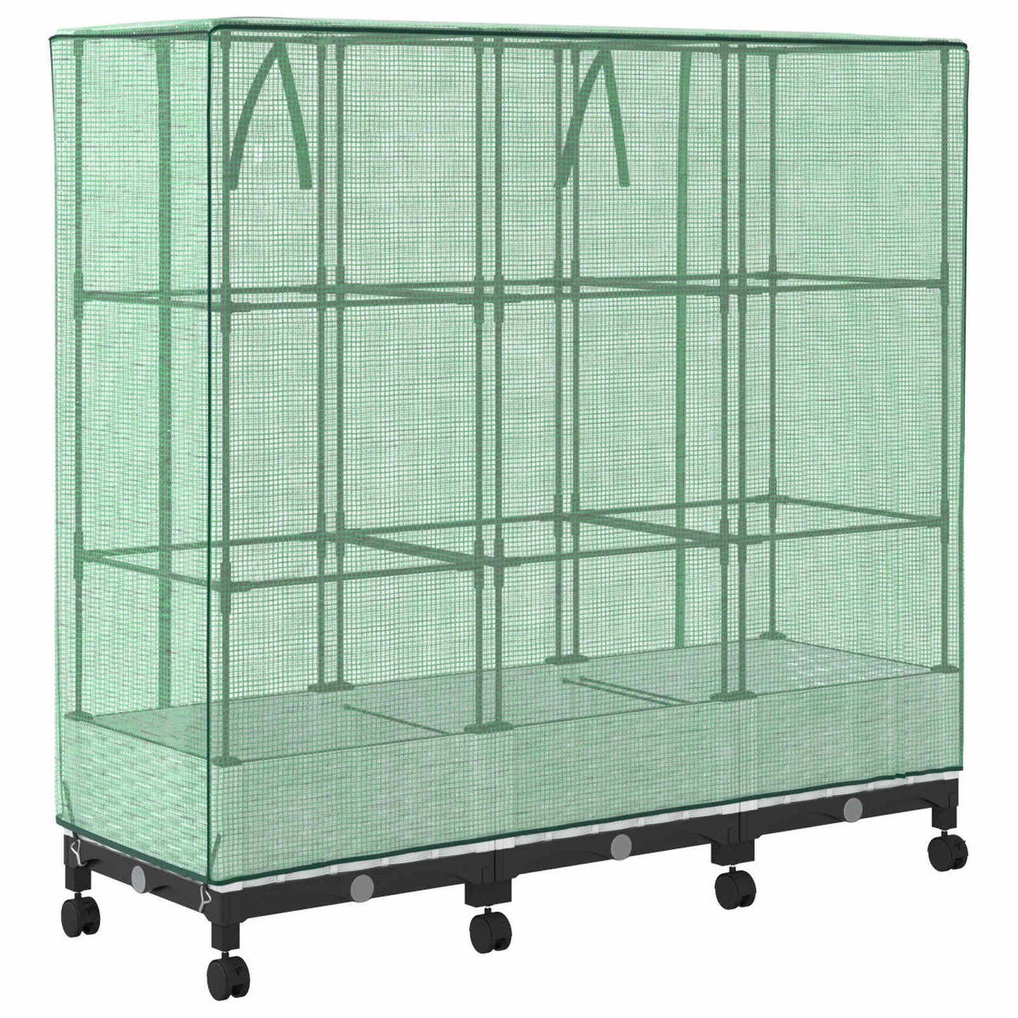 vidaXL Garden Planter with Greenhouse Cover&Wheels 3 pcs White PP