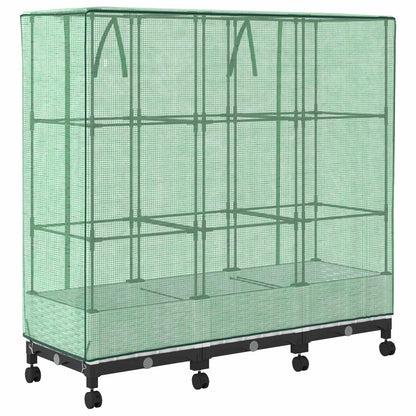 vidaXL Garden Planter with Greenhouse Cover&Wheels 3 pcs White PP
