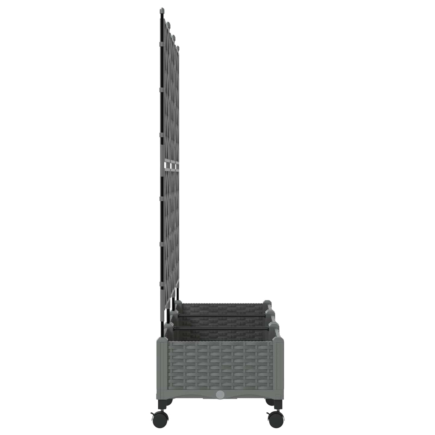 vidaXL Garden Planter with Trellis&Wheels 3 pcs Light Grey PP