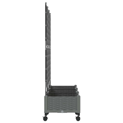 vidaXL Garden Planter with Trellis&Wheels 3 pcs Light Grey PP