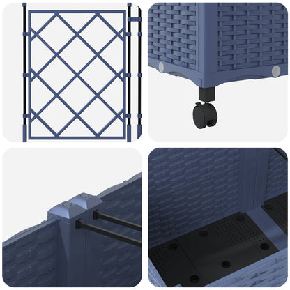 vidaXL Garden Planter with Trellis&Wheels 3 pcs Grey 120 x 40 x 149 cm