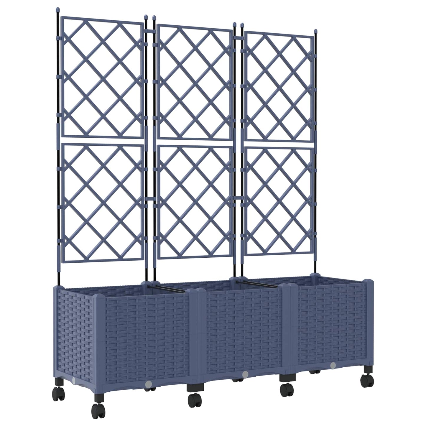 vidaXL Garden Planter with Trellis&Wheels 3 pcs Grey 120 x 40 x 149 cm