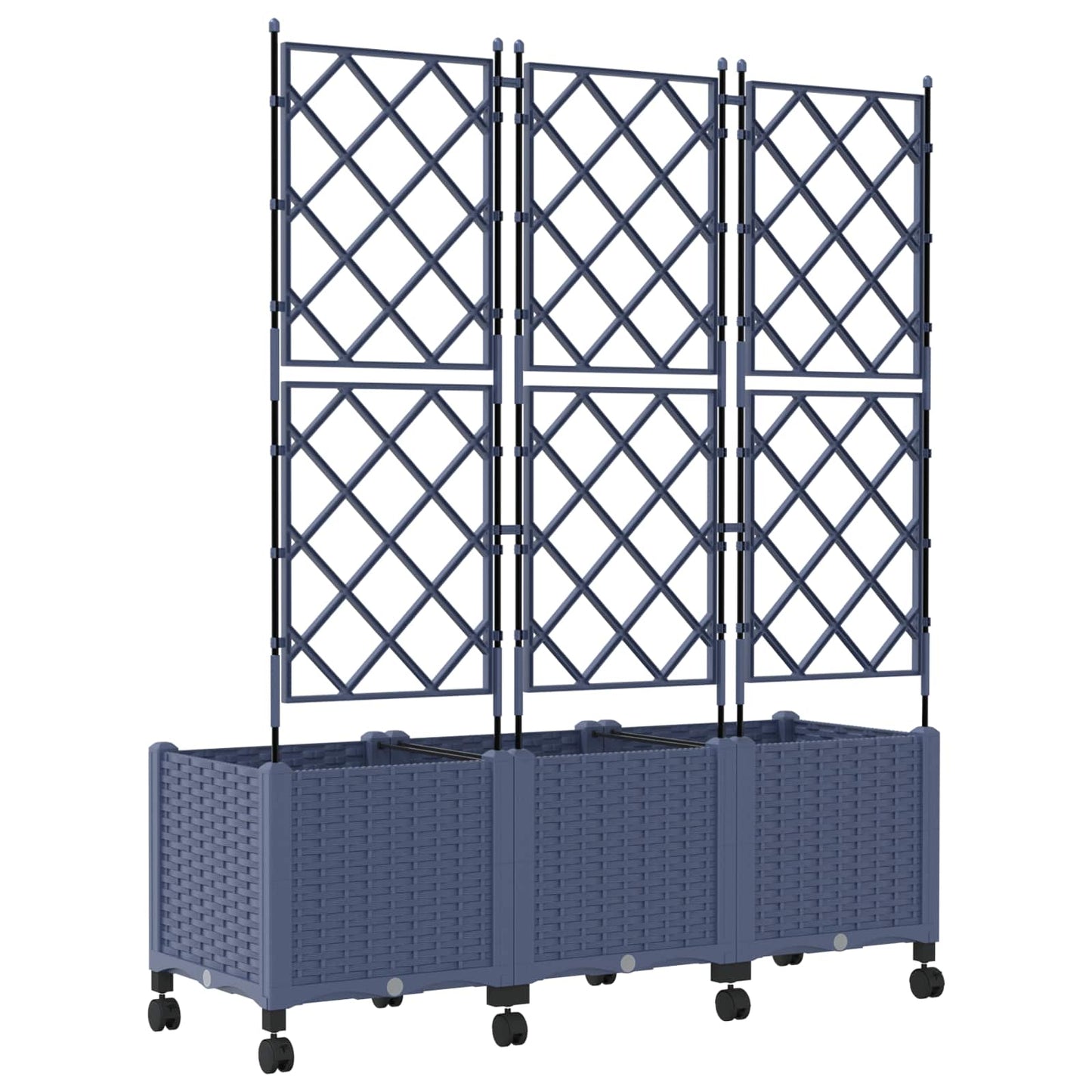 vidaXL Garden Planter with Trellis&Wheels 3 pcs Grey 120 x 40 x 149 cm