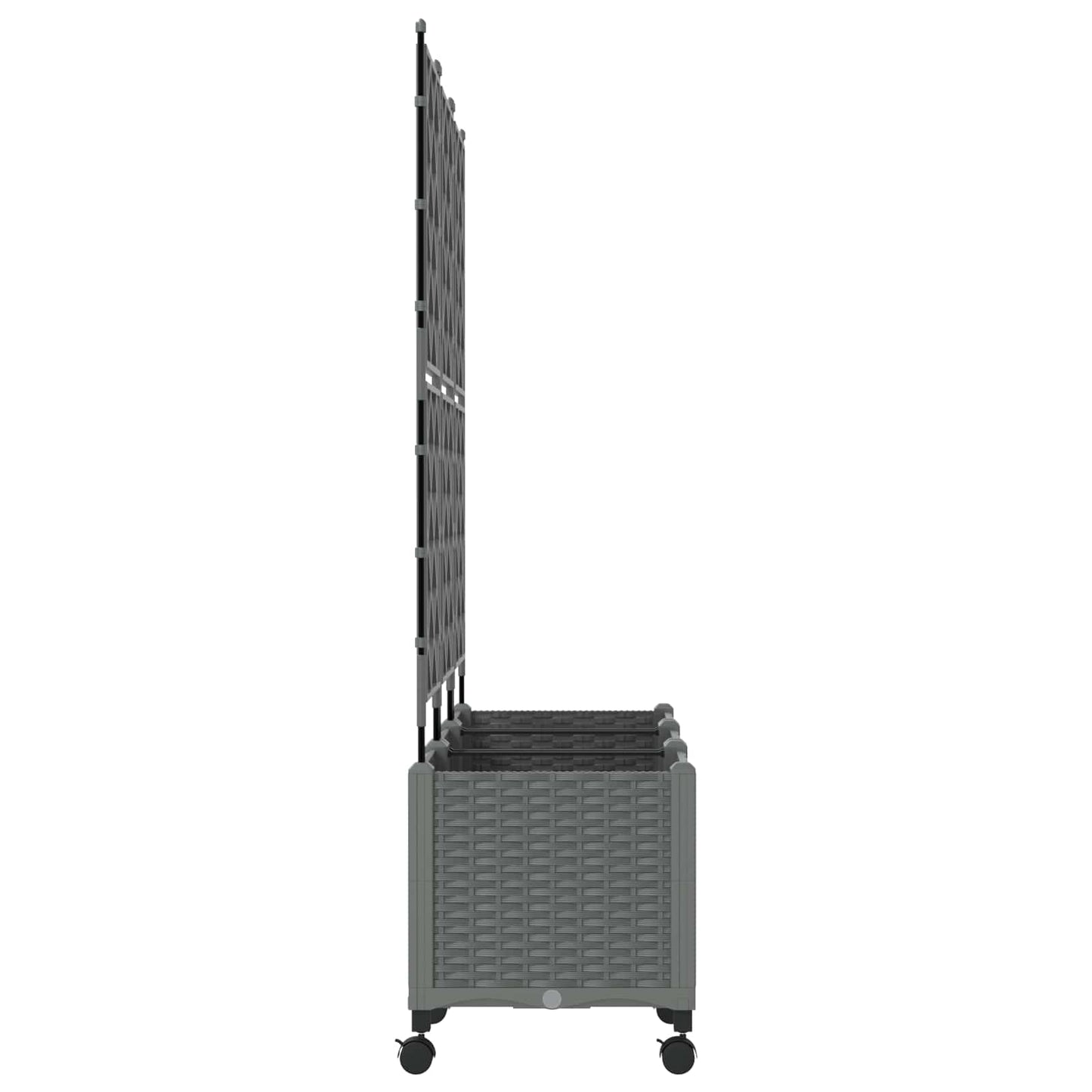 vidaXL Garden Planter with Trellis&Wheels 3 pcs Light Grey PP