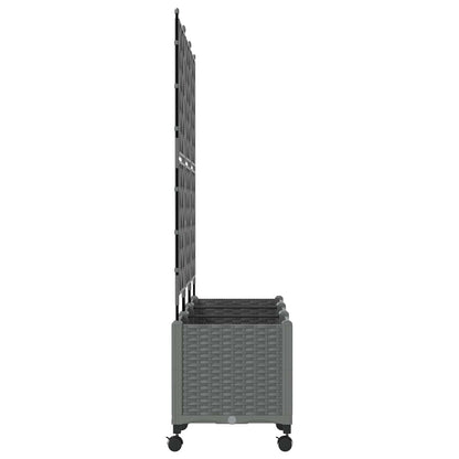 vidaXL Garden Planter with Trellis&Wheels 3 pcs Light Grey PP