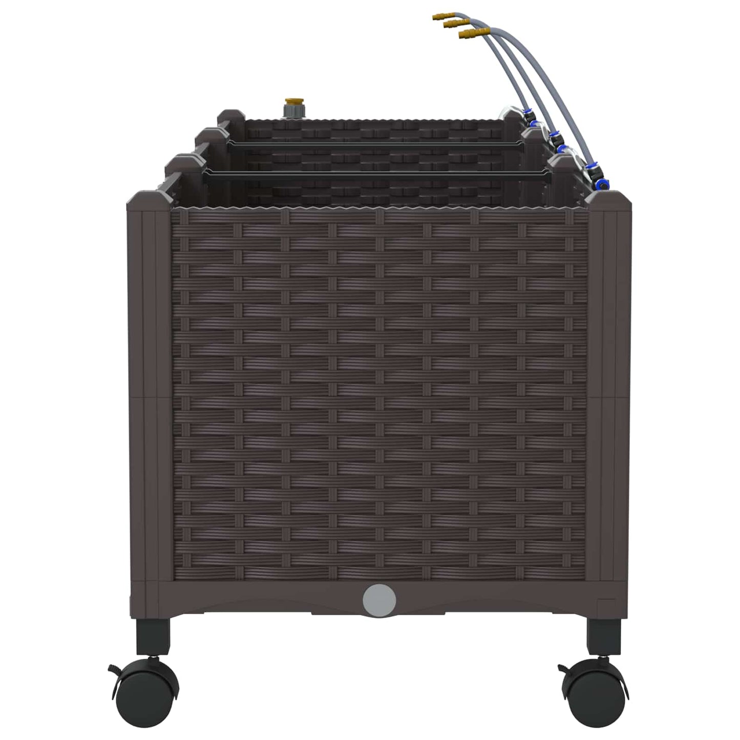 vidaXL Garden Planter with Irrigation&Wheels 3 pcs Brown PP