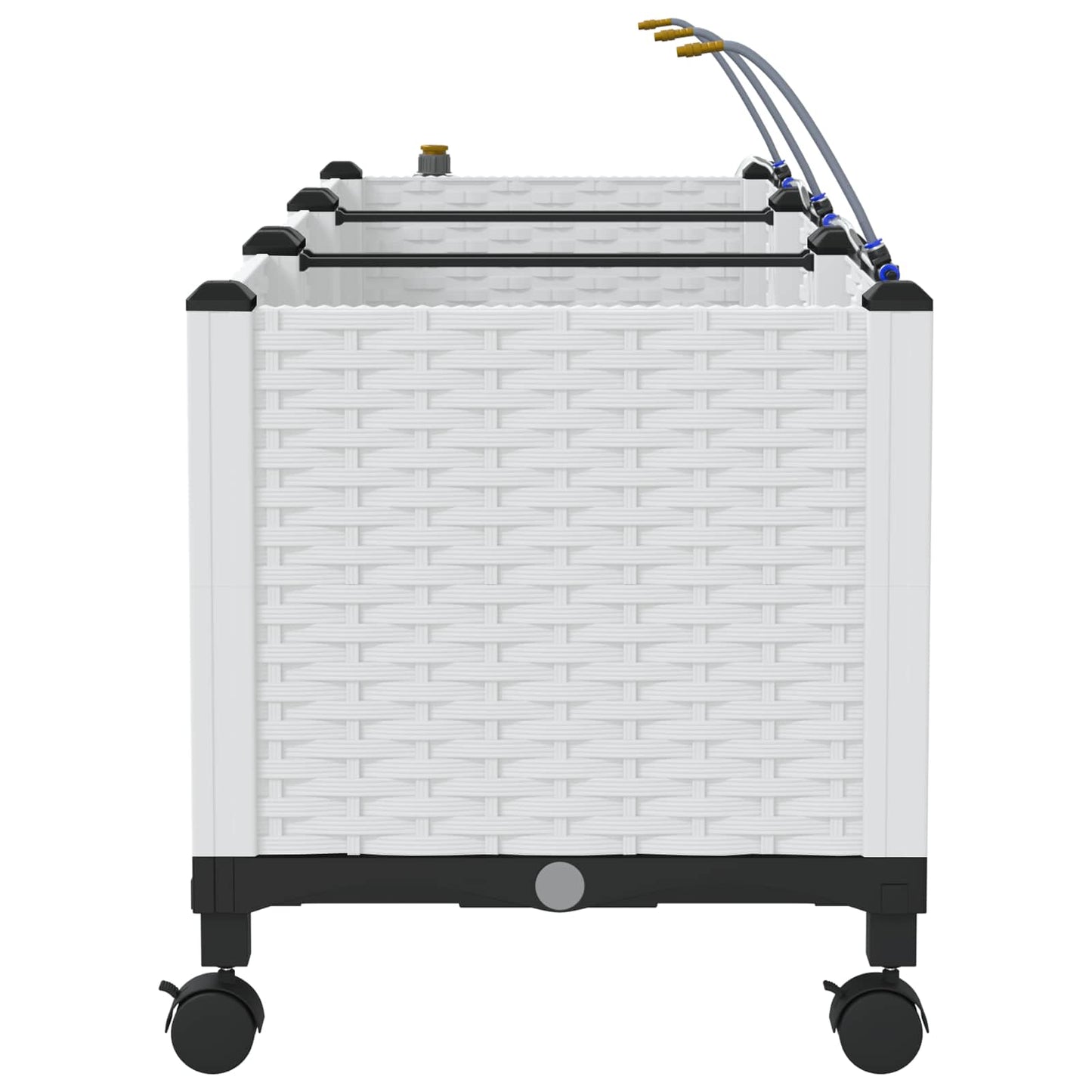 vidaXL Garden Planter with Irrigation&Wheels 3 pcs White PP