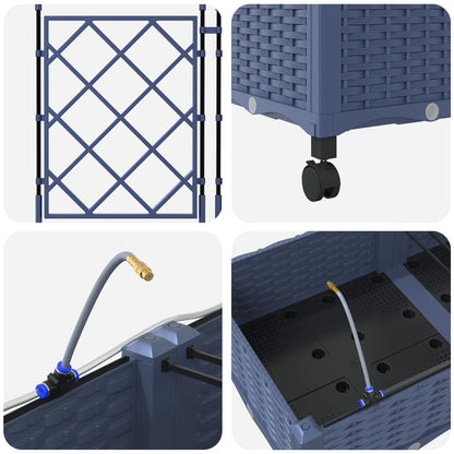 vidaXL Garden Planter with Irrigation&Wheels 3 pcs Grey PP