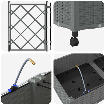 vidaXL Garden Planter with Irrigation&Wheels 3 pcs Light Grey PP