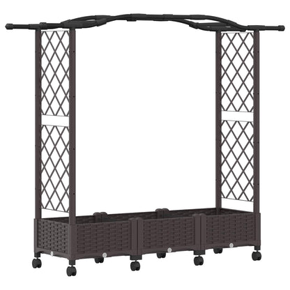 vidaXL Raised Bed with Trellis and Wheels Brown 169 x 40 x 129 cm PP