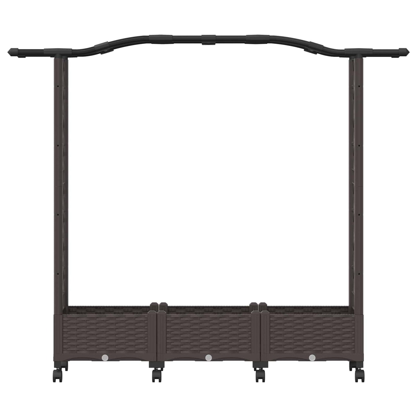 vidaXL Raised Bed with Trellis and Wheels Brown 169 x 40 x 129 cm PP