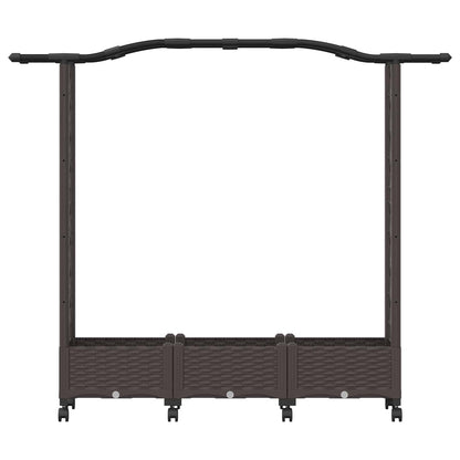 vidaXL Raised Bed with Trellis and Wheels Brown 169 x 40 x 129 cm PP