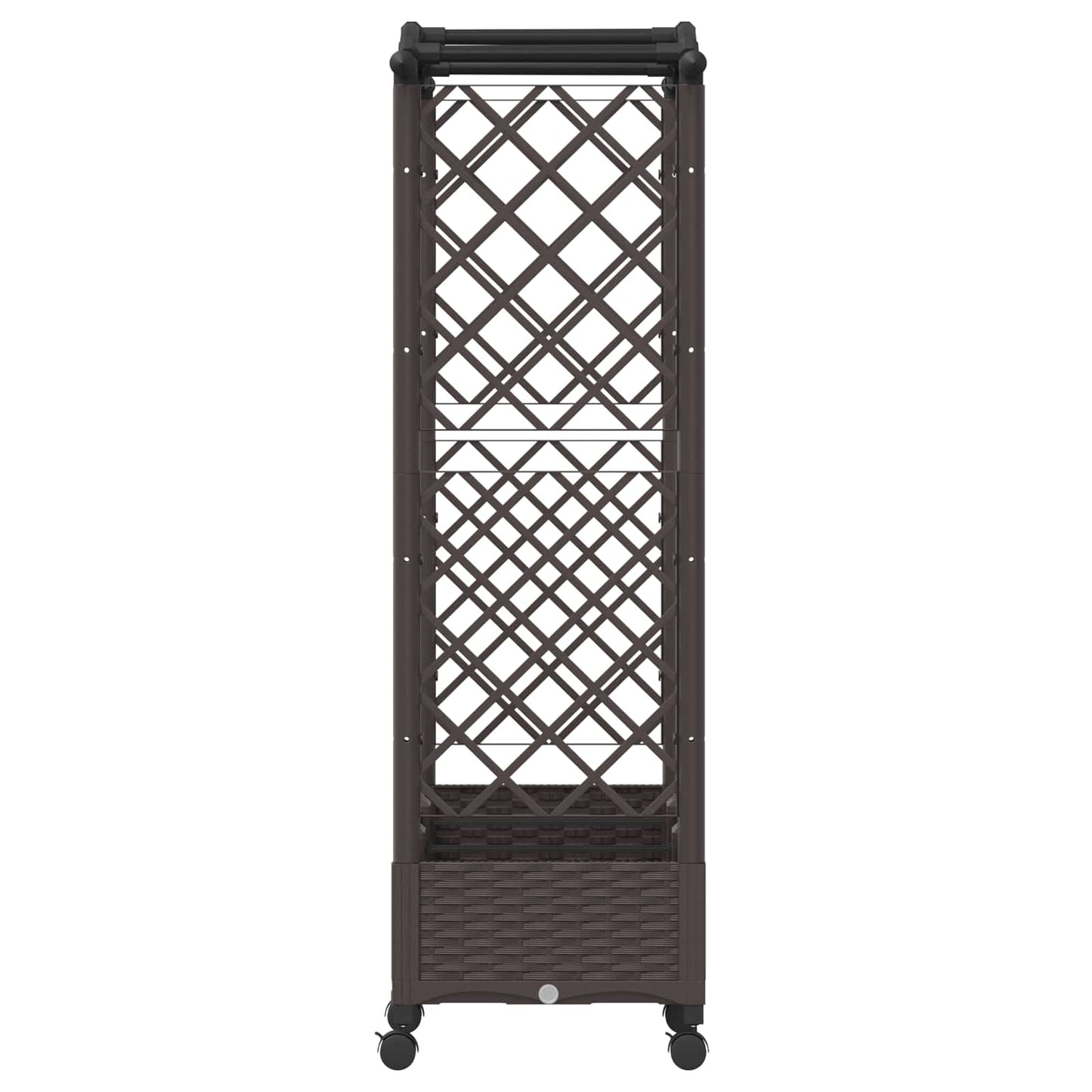 vidaXL Raised Bed with Trellis and Wheels Brown 169 x 40 x 129 cm PP