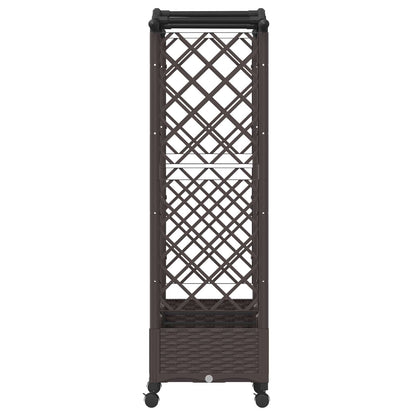 vidaXL Raised Bed with Trellis and Wheels Brown 169 x 40 x 129 cm PP