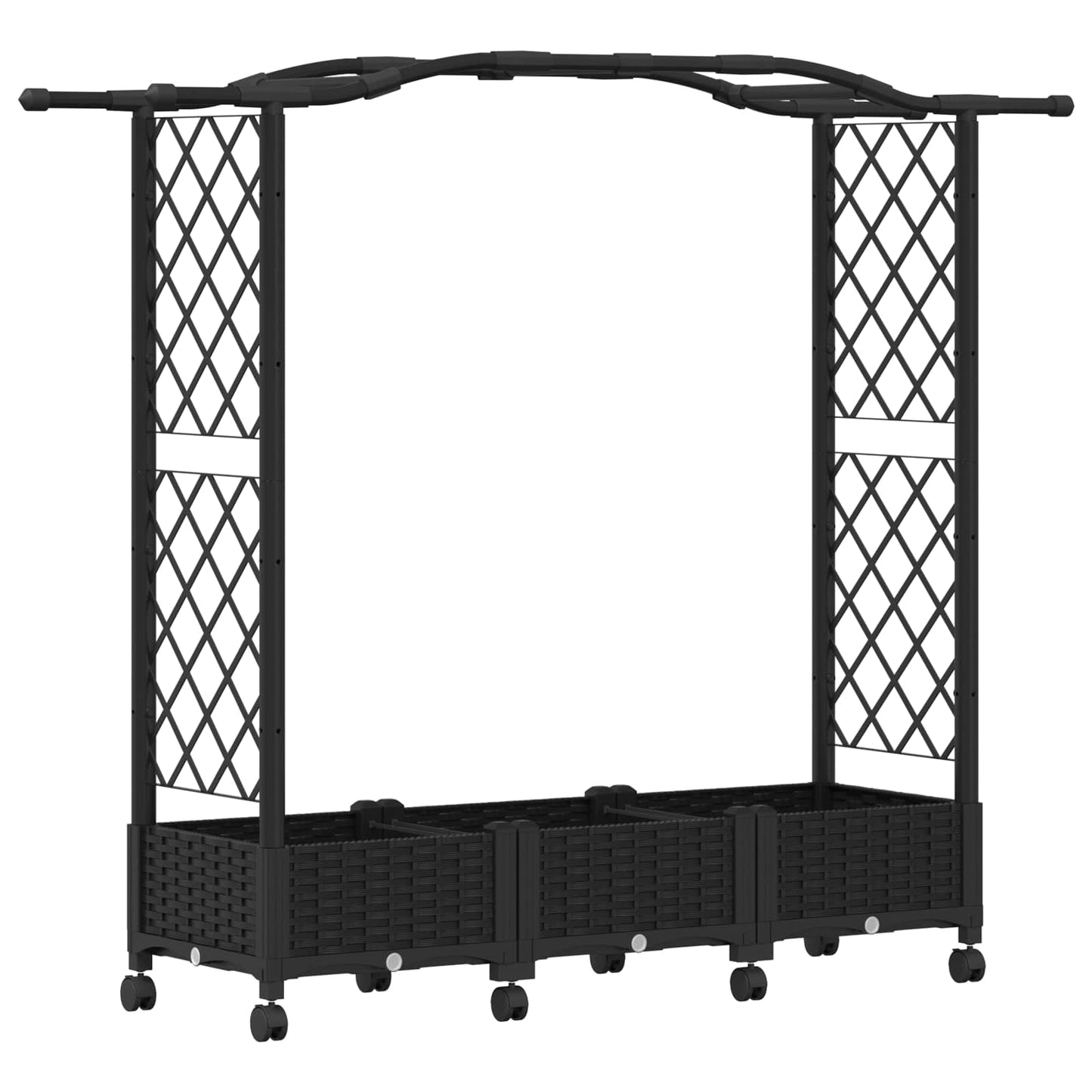 vidaXL Raised Bed with Trellis and Roof Black 169 x 40 x 129 cm PP