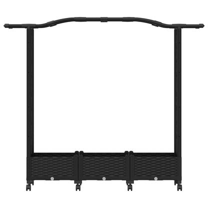vidaXL Raised Bed with Trellis and Roof Black 169 x 40 x 129 cm PP
