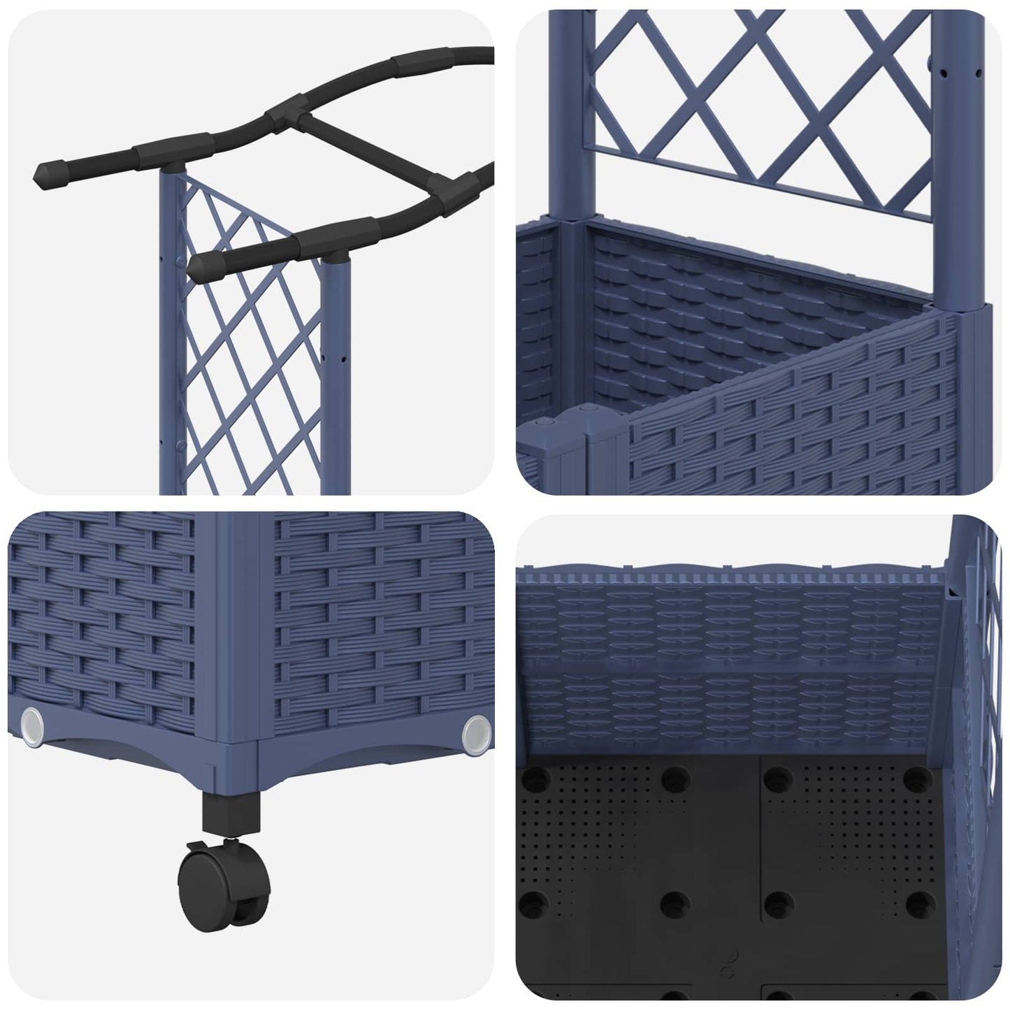 vidaXL Raised Bed with Trellis and Roof Grey 169 x 40 x 129 cm PP