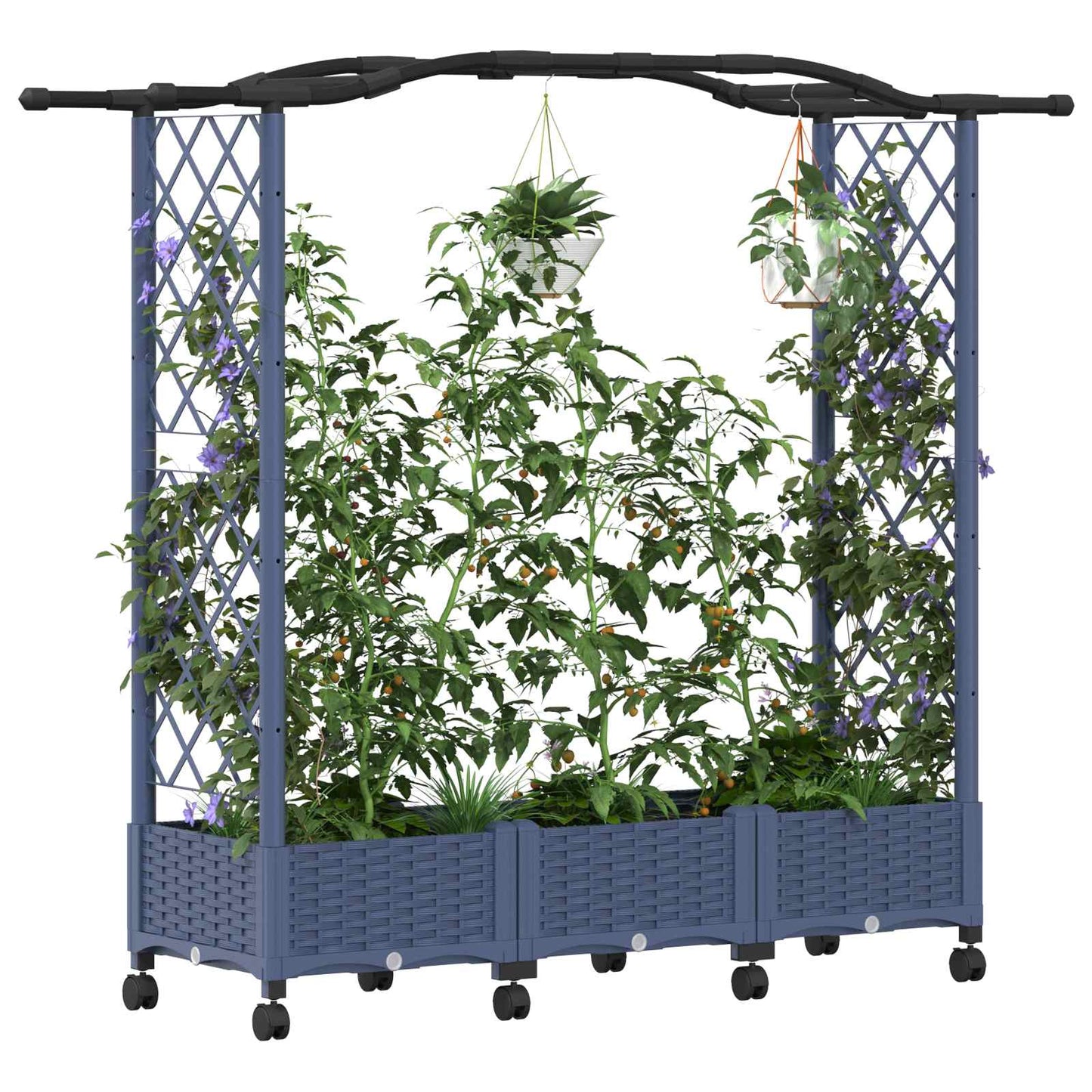 vidaXL Raised Bed with Trellis and Roof Grey 169 x 40 x 129 cm PP