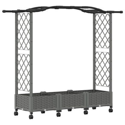 vidaXL Raised Bed with Trellis and Roof Light Grey 169 x 40 x 129 cm