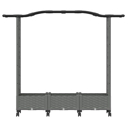 vidaXL Raised Bed with Trellis and Roof Light Grey 169 x 40 x 129 cm