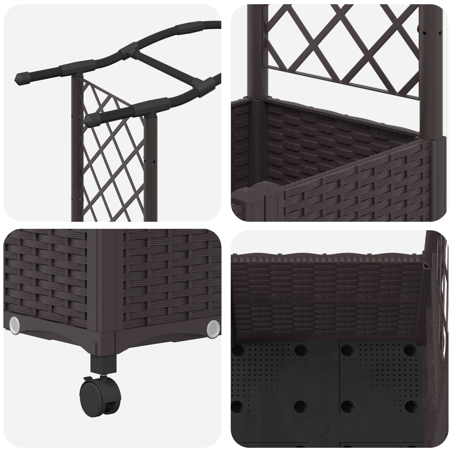 vidaXL Raised Bed with Trellis and Roof Brown 164 x 40 x 144 cm PP