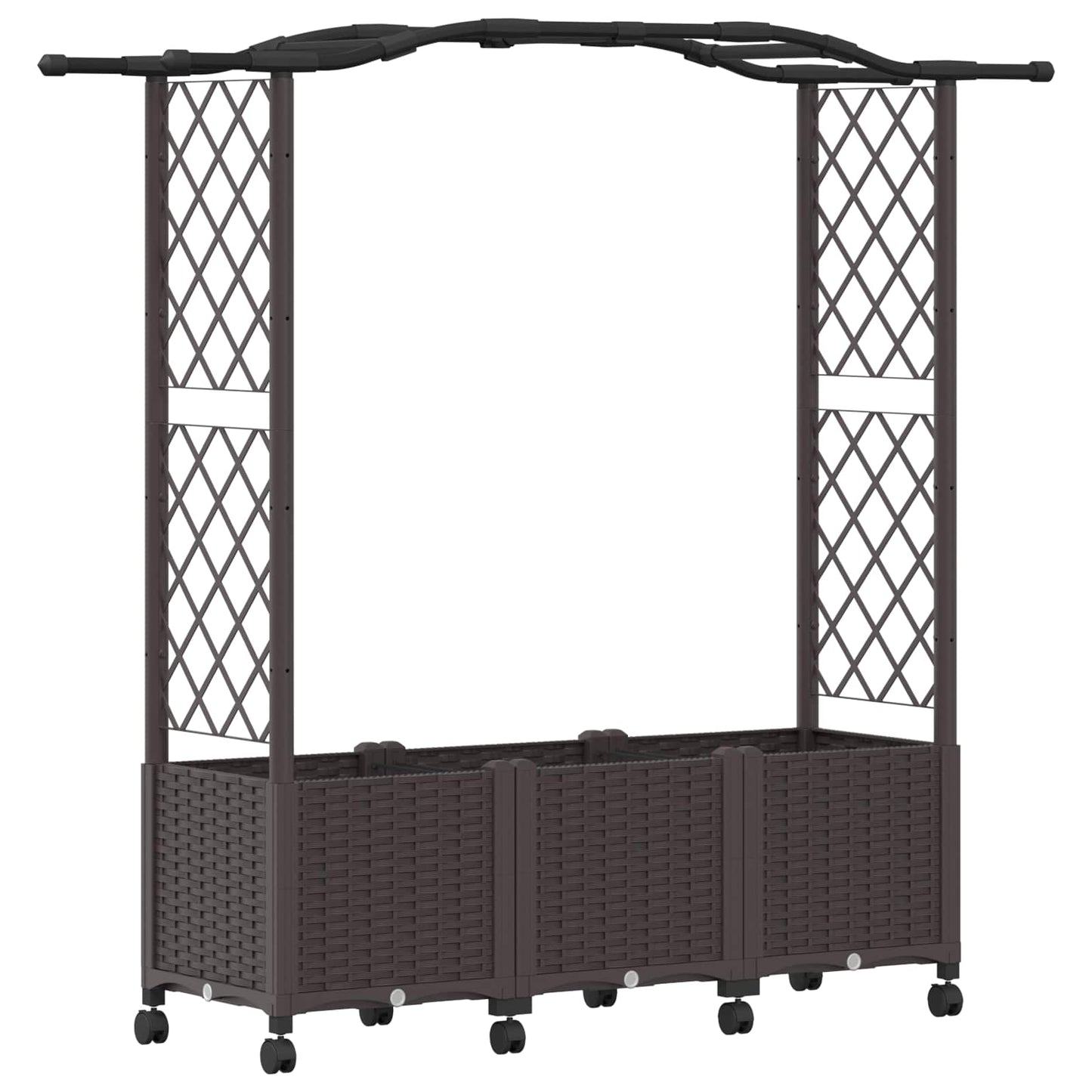 vidaXL Raised Bed with Trellis and Roof Brown 164 x 40 x 144 cm PP