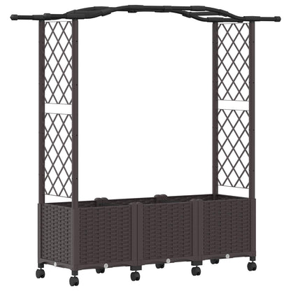 vidaXL Raised Bed with Trellis and Roof Brown 164 x 40 x 144 cm PP