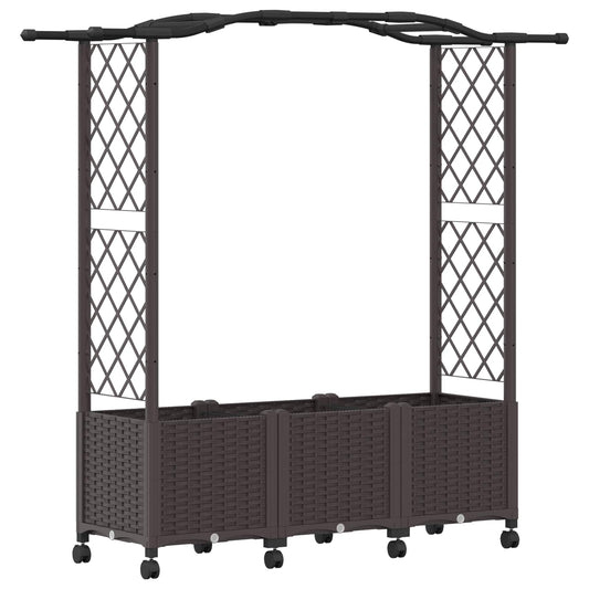 vidaXL Raised Bed with Trellis and Roof Brown 164 x 40 x 144 cm PP