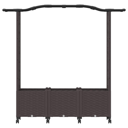 vidaXL Raised Bed with Trellis and Roof Brown 164 x 40 x 144 cm PP