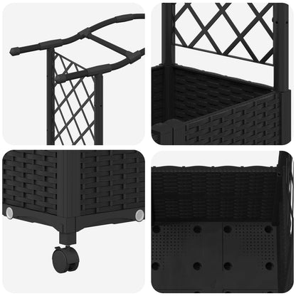vidaXL Raised Bed with Trellis and Roof Black 164 x 40 x 144 cm PP