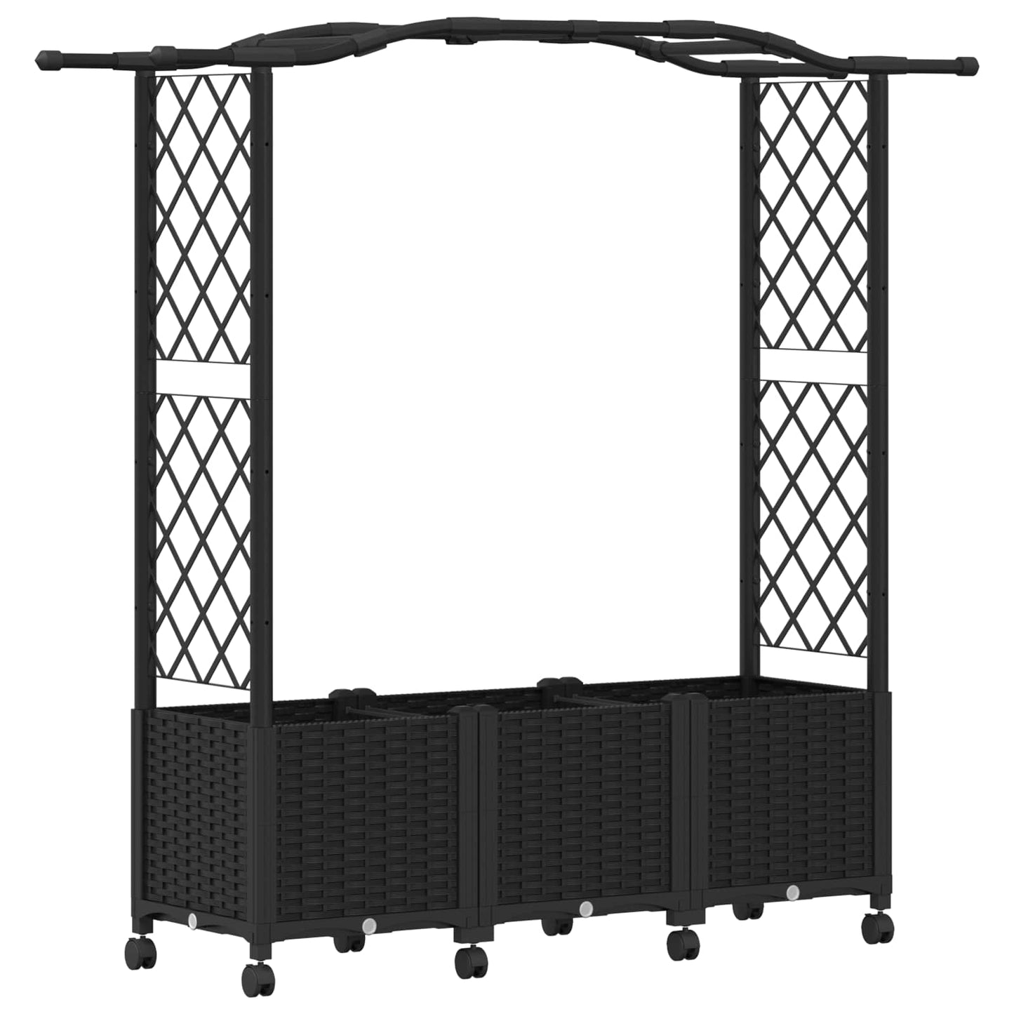 vidaXL Raised Bed with Trellis and Roof Black 164 x 40 x 144 cm PP