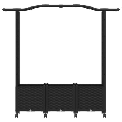 vidaXL Raised Bed with Trellis and Roof Black 164 x 40 x 144 cm PP