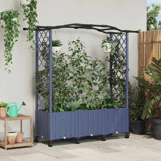 vidaXL Raised Bed with Trellis and Roof Grey 164 x 40 x 144 cm PP