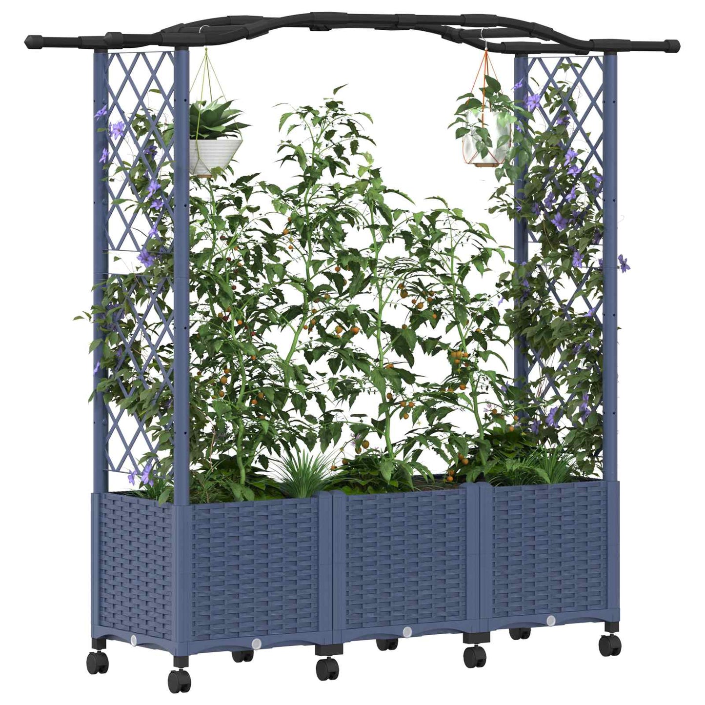 vidaXL Raised Bed with Trellis and Roof Grey 164 x 40 x 144 cm PP