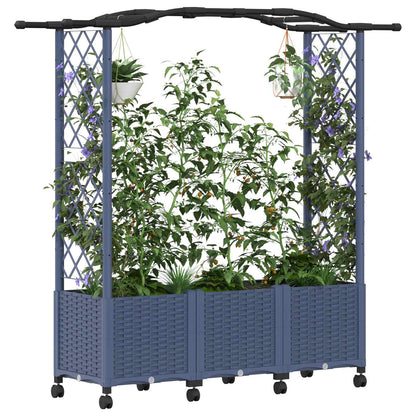 vidaXL Raised Bed with Trellis and Roof Grey 164 x 40 x 144 cm PP