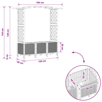 vidaXL Raised Bed with Trellis and Roof Grey 164 x 40 x 144 cm PP