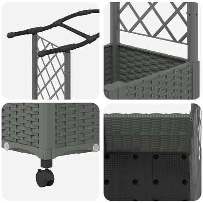 vidaXL Raised Bed with Trellis and Roof Light Grey 164 x 40 x 144 cm