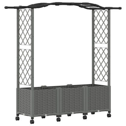 vidaXL Raised Bed with Trellis and Roof Light Grey 164 x 40 x 144 cm