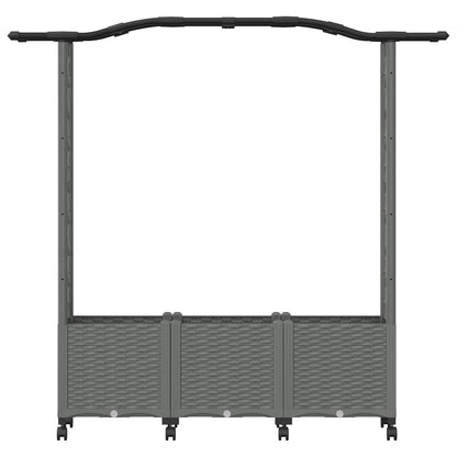 vidaXL Raised Bed with Trellis and Roof Light Grey 164 x 40 x 144 cm