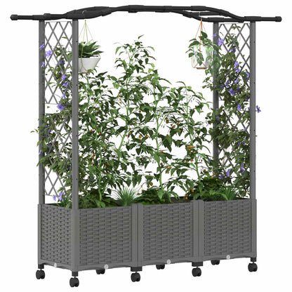 vidaXL Raised Bed with Trellis and Roof Light Grey 164 x 40 x 144 cm