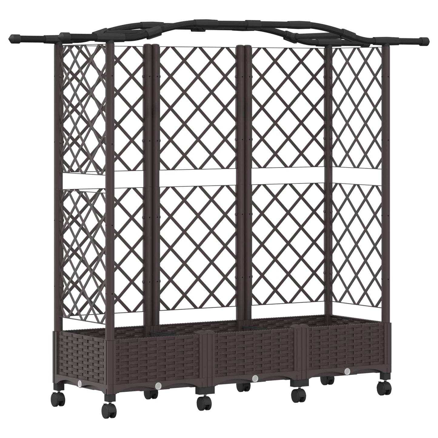 vidaXL Raised Bed with Trellis and Roof Brown 163 x 40 x 129 cm PP