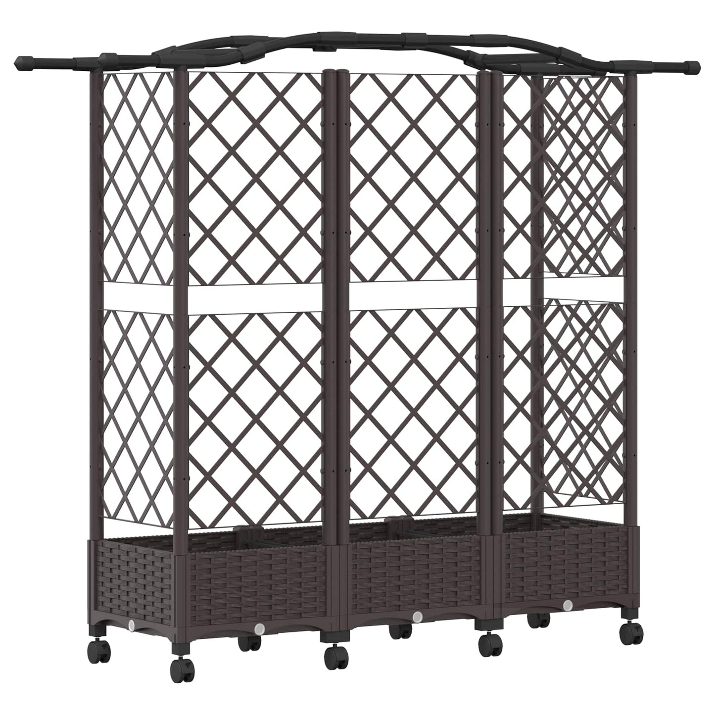 vidaXL Raised Bed with Trellis and Roof Brown 163 x 40 x 129 cm PP