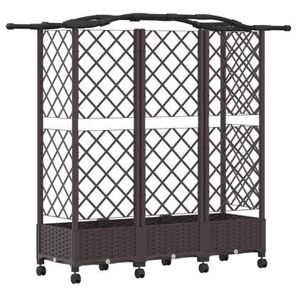vidaXL Raised Bed with Trellis and Roof Brown 163 x 40 x 129 cm PP